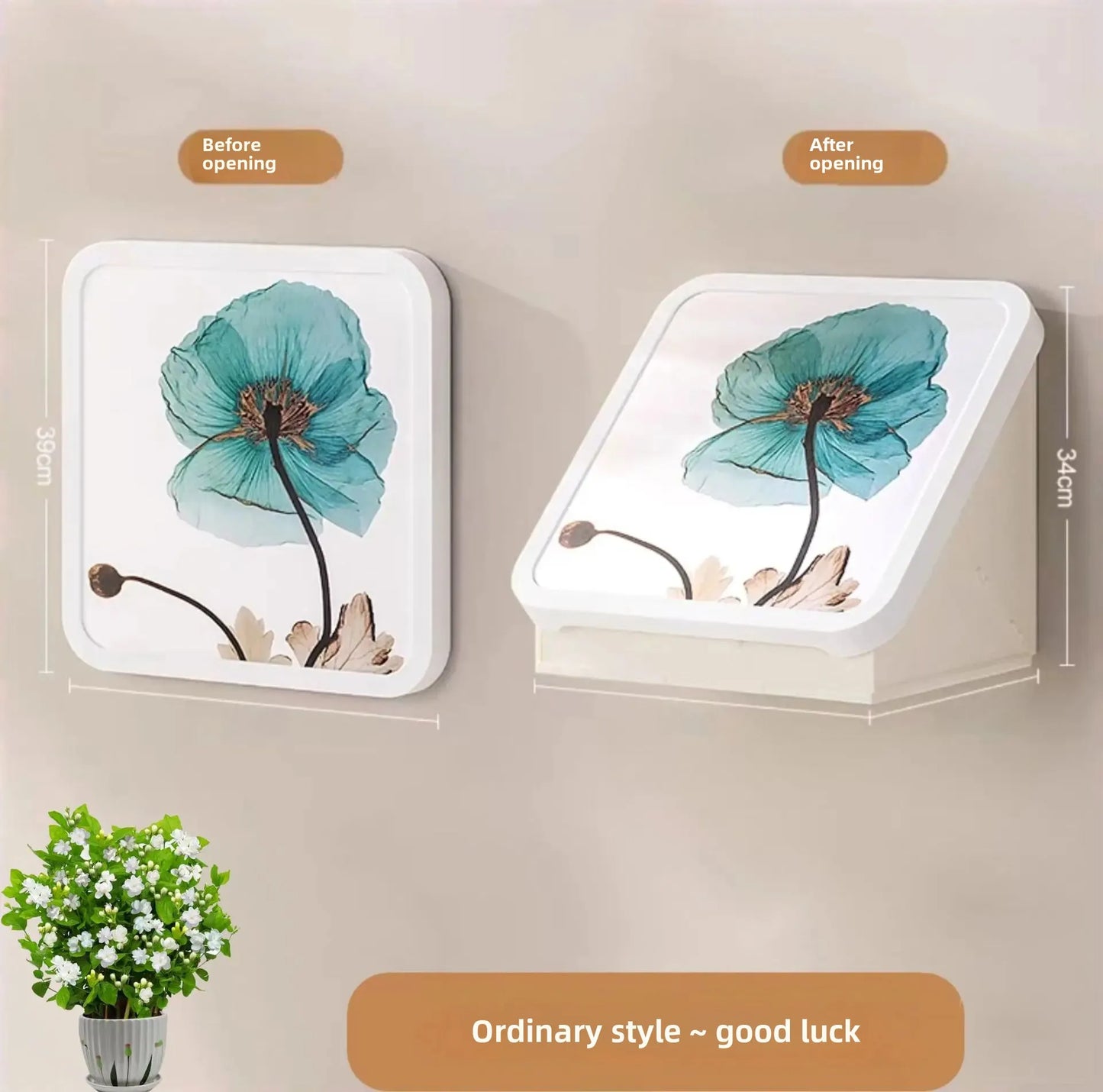 Bathroom Wall Art Storage Box Wardrobe Clothes Hanging Shelf Waterproof No Drilling Foldable Storage Cabinet For Toiletries