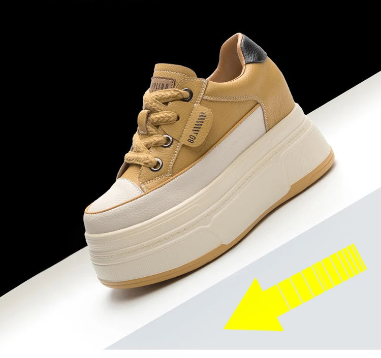 Fujin 9cm Cow Suede Genuine Leather Women Vulcanized Shoes Platform Wedge Skate Boarding High Brand Heels Casual Summer Shoes