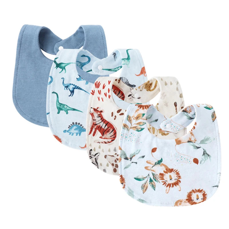 4Pcs Newborn Bibs Set 100% Cotton Baby Saliva Towels for Girls Boys Infant Accessories Toddler Apron Kids Bib Burp Cloths