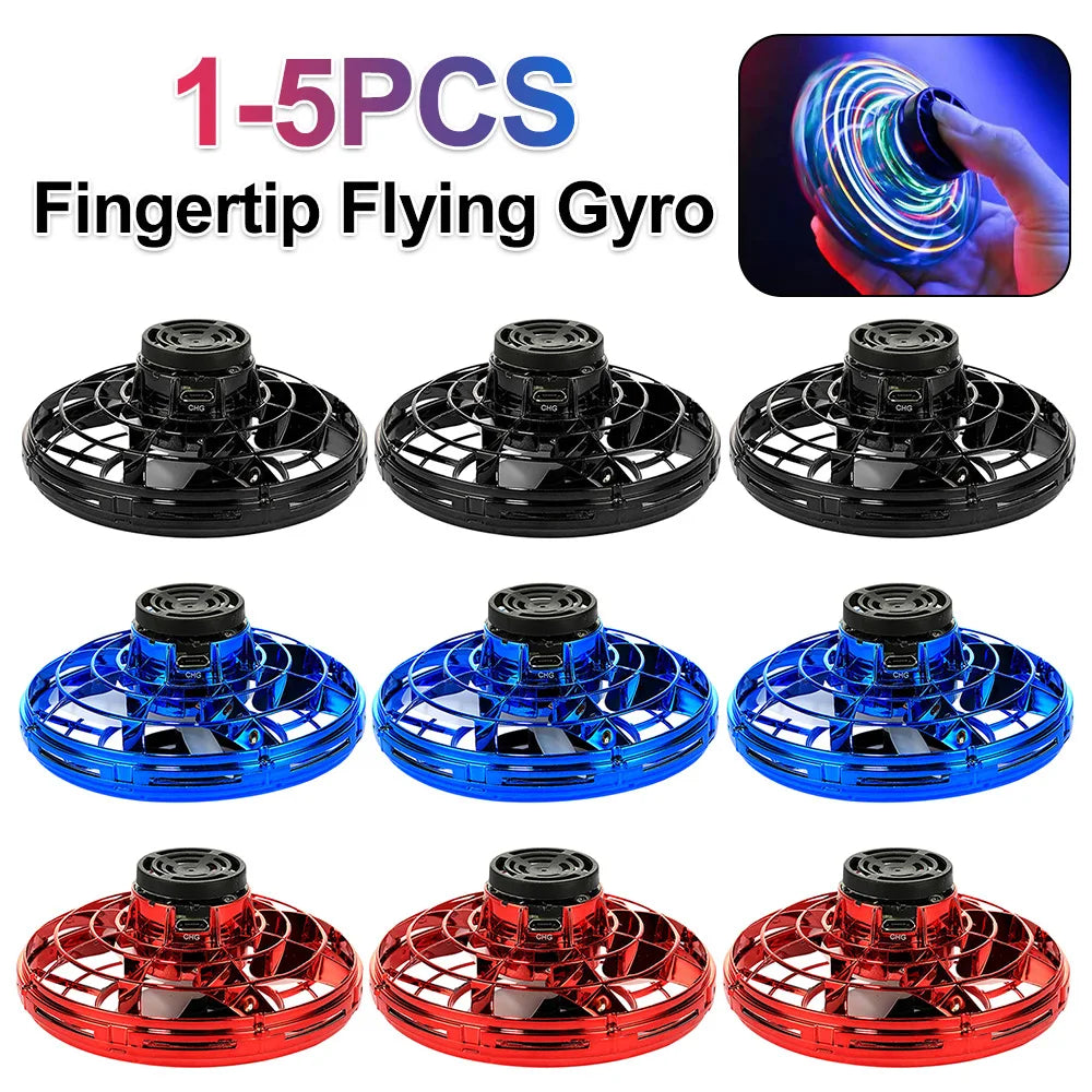 1-5PCS Fingertip Flying Gyro 360° Rotating Helicopter Spinner Toy 100mAh with LED Lights for Adult Kids Decompression Toy