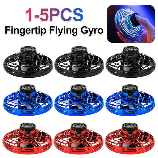 1-5PCS Fingertip Flying Gyro 360° Rotating Helicopter Spinner Toy 100mAh with LED Lights for Adult Kids Decompression Toy