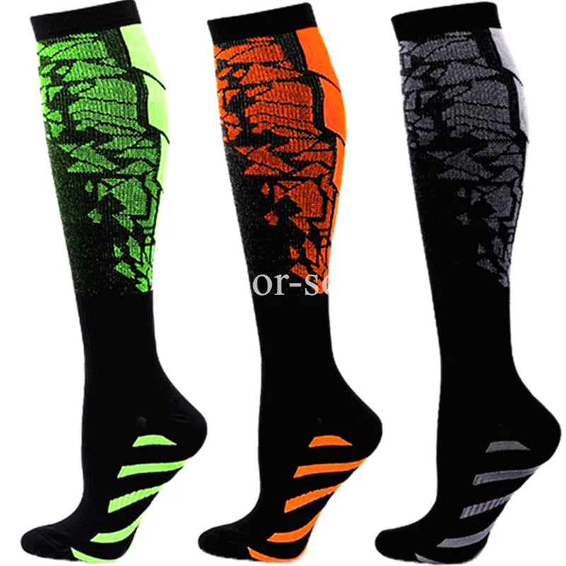 3 Pairs Lot Pack Compression Socks Running Men Women Floral Prints Stockings Sports Anti-Fatigue Compression Socks Bulk Sales