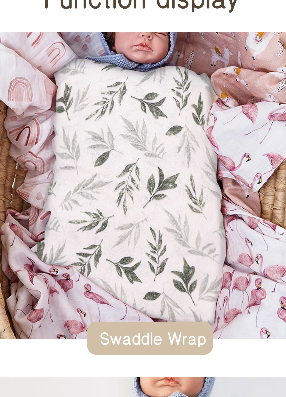 Elinfant 100% cotton 120*110cm 2 Layers Newborn Baby Bath Towel Wrap Muslin Swaddle Blankets Wholesale Dropshipping