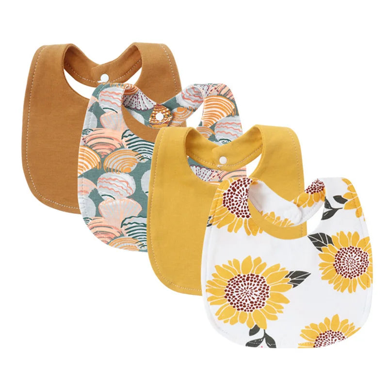 4Pcs Newborn Bibs Set 100% Cotton Baby Saliva Towels for Girls Boys Infant Accessories Toddler Apron Kids Bib Burp Cloths