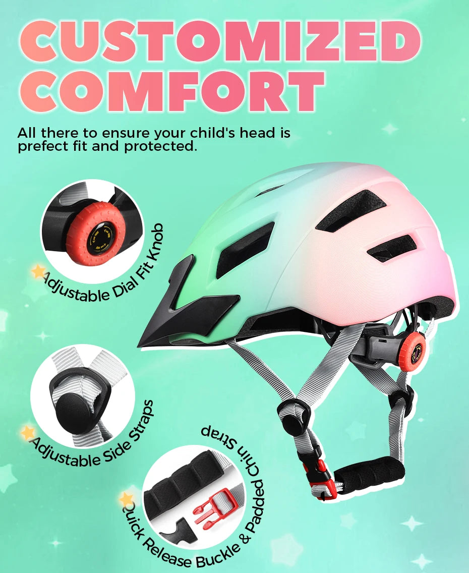 FUNWICT Children Bicycle Helmet Elbow Pads Protective Gear Sports Lightweight Safety Cap Bike Skateboard Roller Skating durable