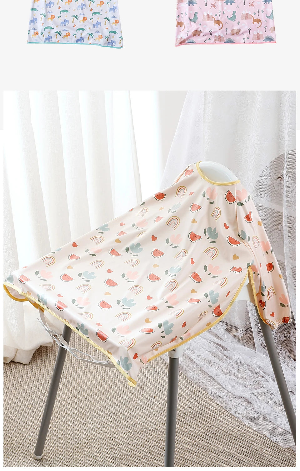 Elinfant Long Sleeve Baby Bibs Waterproof Feeding Eating Bibs Playing Painting Aprons Washable Coverall Highchair Cover