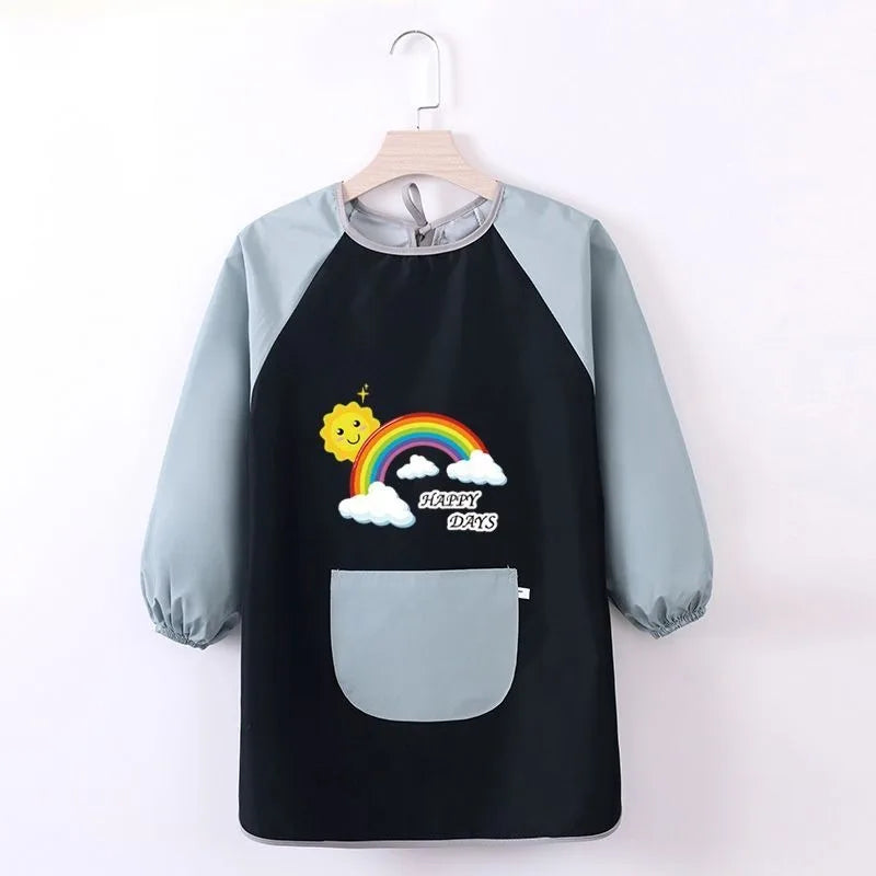 Kids Painting Apron Waterproof Art Smocks Child Girl Smocks for Painting Arts Aprons with Long Sleeve Uniform Xmas Birthday Gift