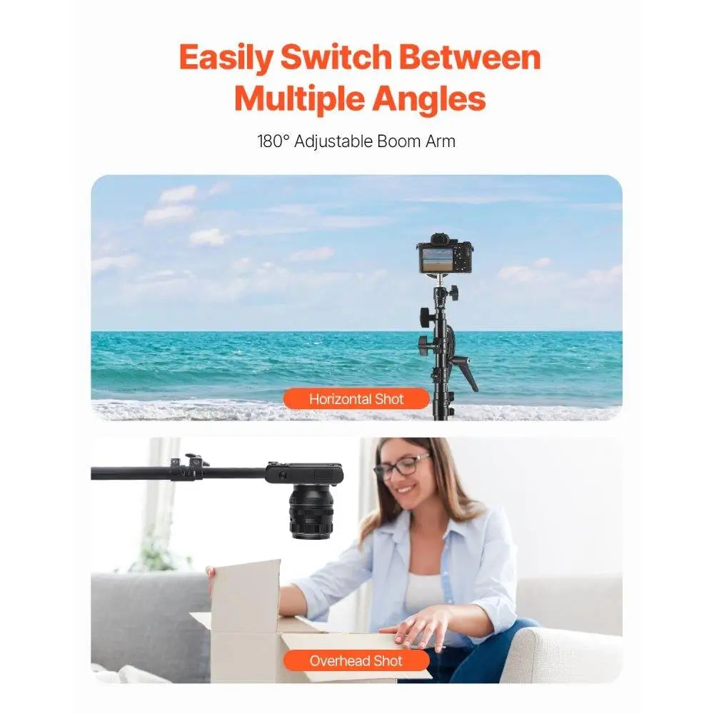 Professional Heavy Duty Adjustable Aluminum Photography Light Stand with Air Cushioned Boom Arm