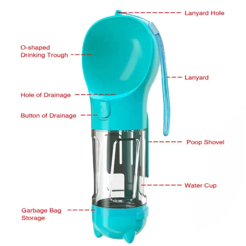300/500ml Pet Water Food Dispenser with Trash Bag Box and Shovel 3 in 1 Pet Dog Water Bottle Leak Proof Dog Food Feeder Outdoor