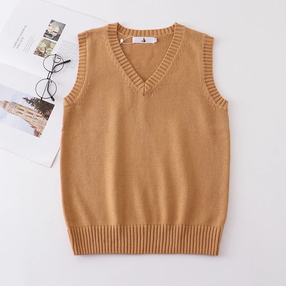 Japanese School JK Uniform Sweater Vest High School Uniform For Girls Boy Cosplay Halloween Winter Anime Vest cute Knitting Coat