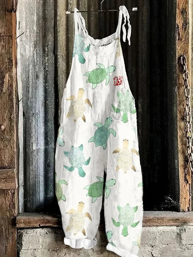 Colorful Fish Print Sexy Adjustable Jumpsuit Shorts Urban Street Trend Women's Pants Casual Adjustable Jumpsuit Pants S-5XL