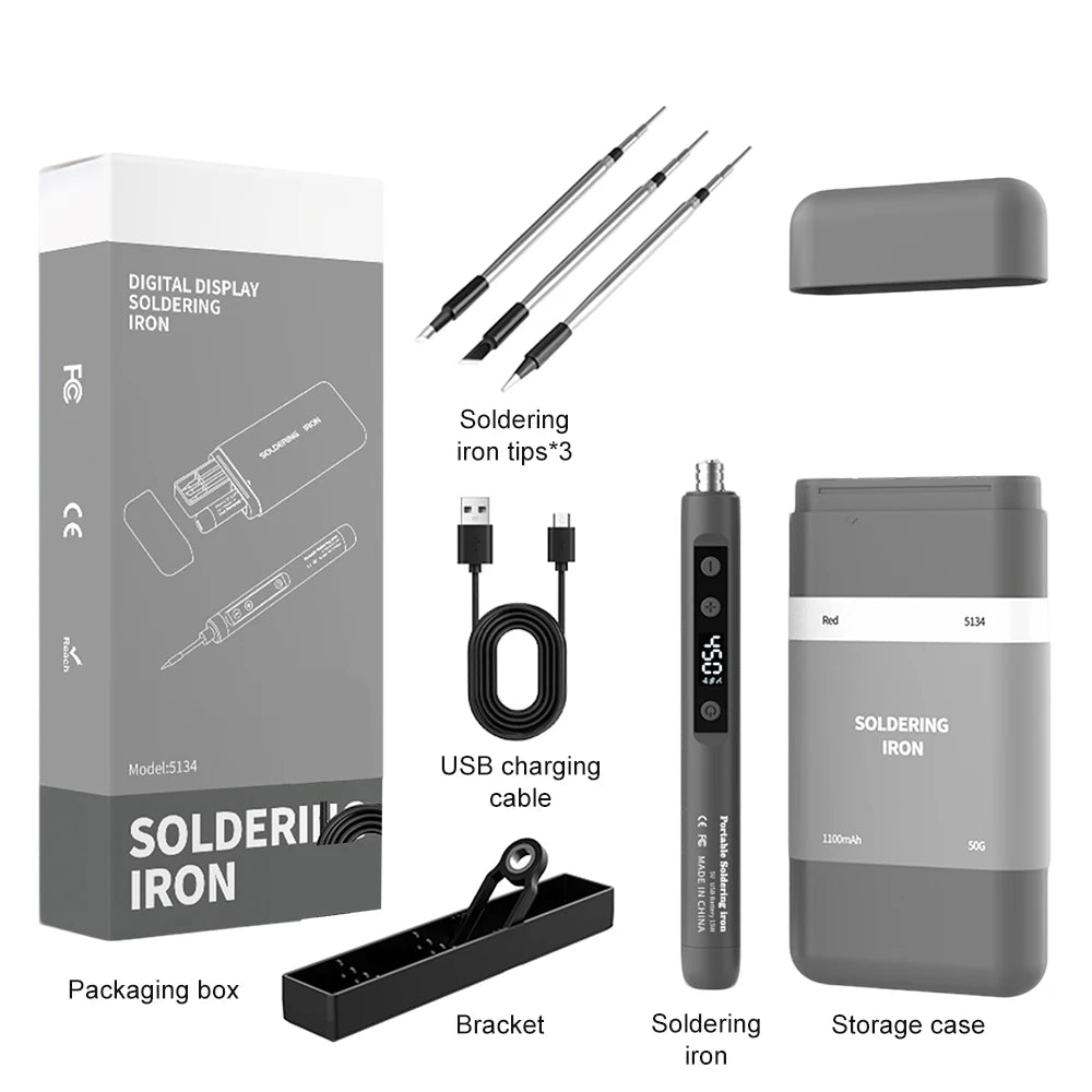 8-15W Type-C Digital Electric Soldering Iron Kit Intelligent Adjustable Temperature Fast Heating Mini Solder Irons Repair Tool