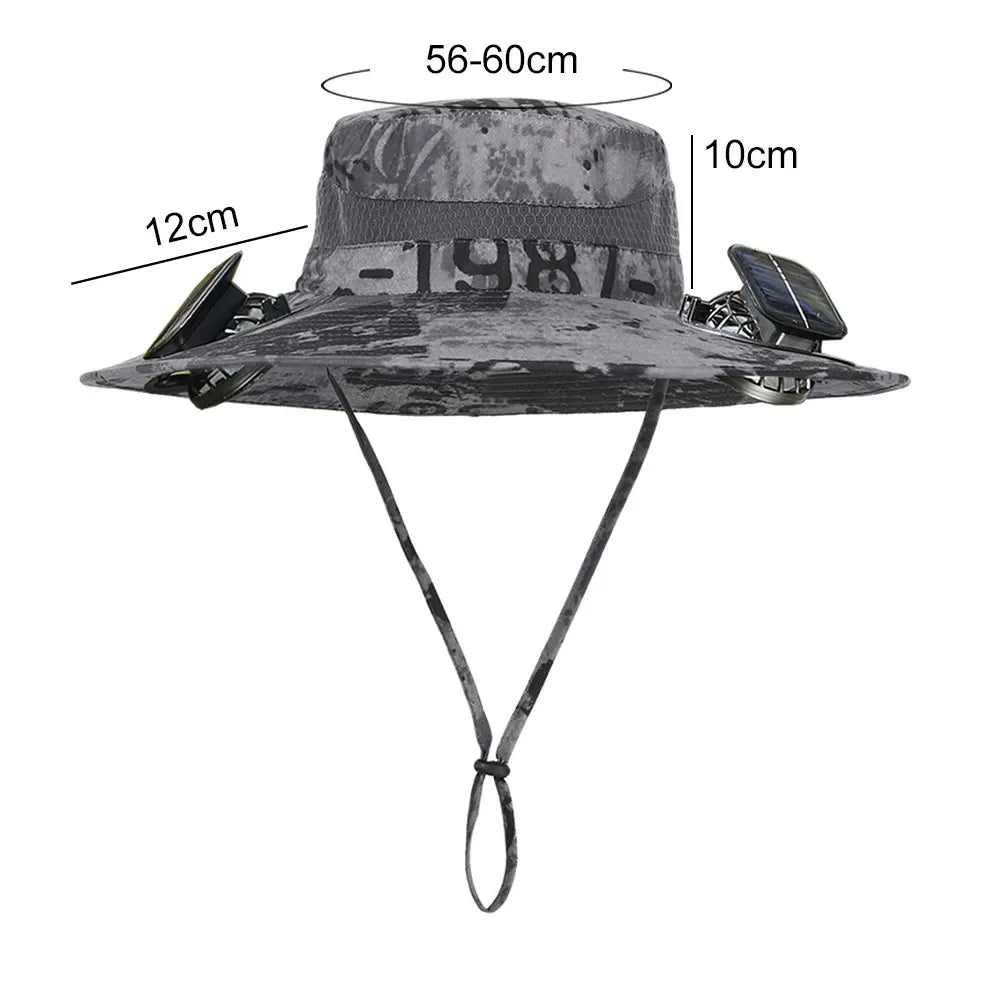 Solar Fan Hat Sun Hat with 2 Solar Fan Outdoor Fishing Hat Summer Cap for Men Outdoor Camping Fishing Hiking