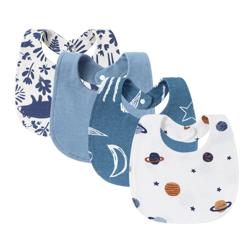 4Pcs Newborn Bibs Set 100% Cotton Baby Saliva Towels for Girls Boys Infant Accessories Toddler Apron Kids Bib Burp Cloths
