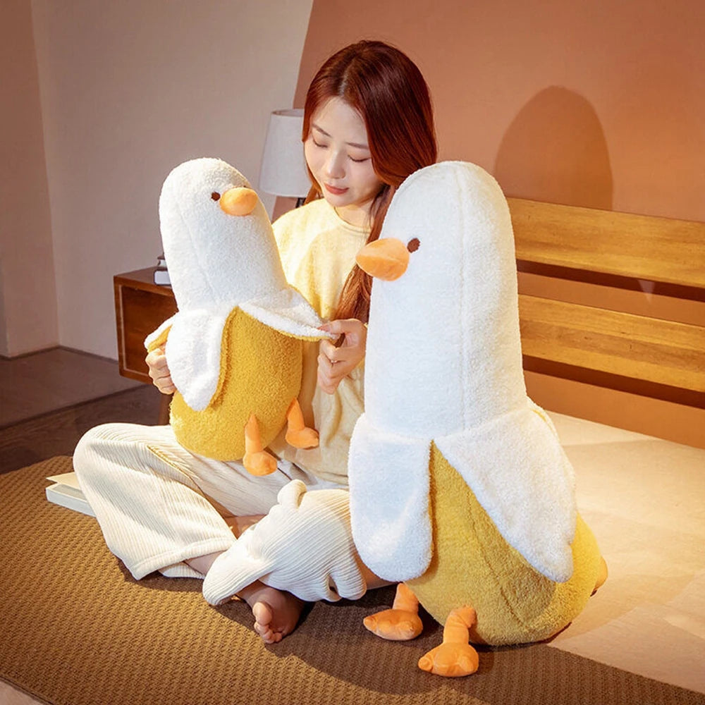 New Banana Duck Funny Plush Toy Large Leg Super Soft Sleeping Pillow Doll To Children's Birthday Christmas Gift
