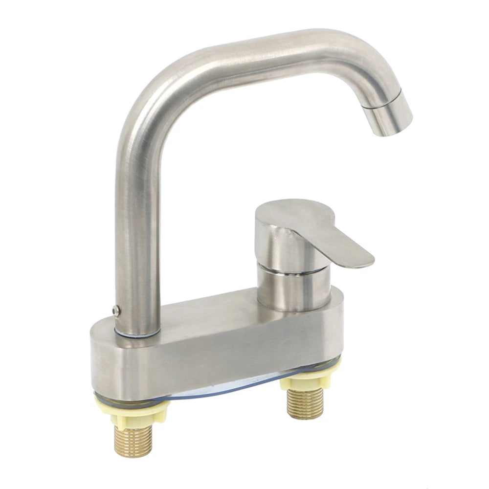 Bathroom Faucet  Stainless Steel Basin Faucet Sink Faucet Tap Cold Hot Mixer Tap 2 Holes Single Handle Tap Bathroom Accessorie