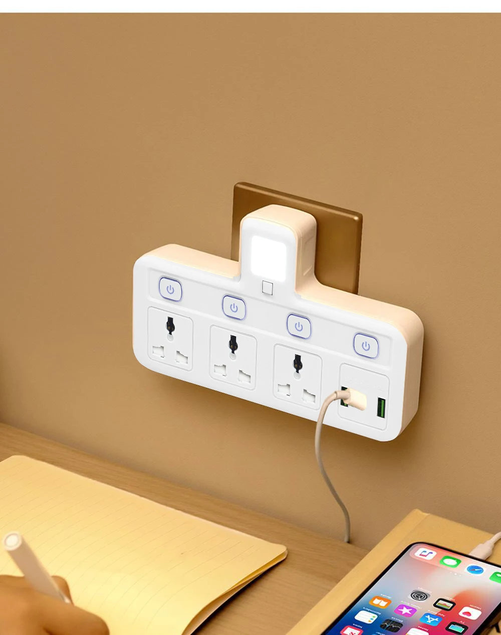 EU US UK Plug Universal Outlet Power Strip Multitap AC Separate Control Wall Socket With USB Fast Charge Multiprise Plug Adapter