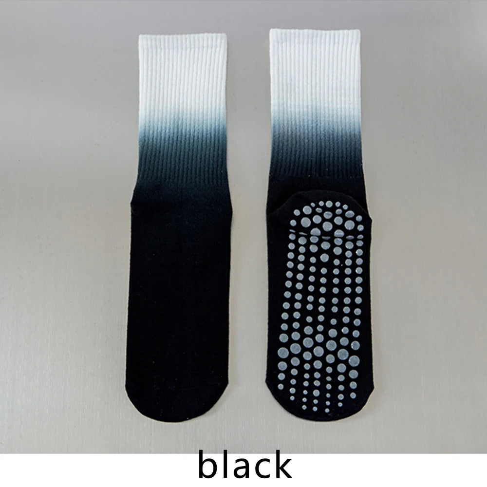 Colourful Women Sports Socks Cotton Mid-tube Bottom Professional Non-slip Silicone Indoor Fitness Socks Dance Pilates Yoga Socks