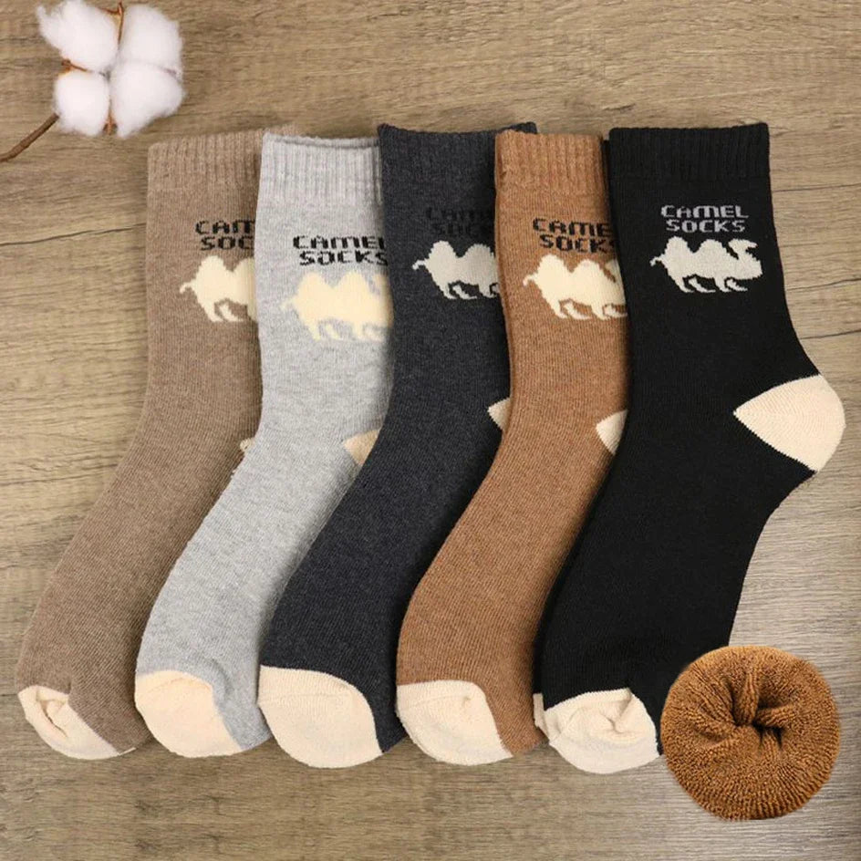 5 Pairs Men Winter Socks Thickened Fleece Terry  Casual Comfortable Calcetines Keep Warm High Quality Long Socks For Men