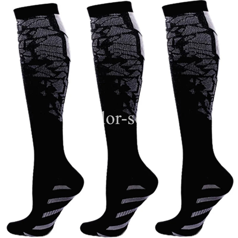 3 Pairs Lot Pack Compression Socks Running Men Women Floral Prints Stockings Sports Anti-Fatigue Compression Socks Bulk Sales