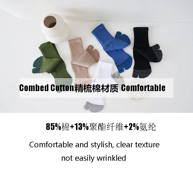 5 Pairs New Style Tabi Two Toed Socks Man Mid-tube Thumb Sock Thick Sweat-absorbing Warm Casual Sport Finger Socks Men Fashions