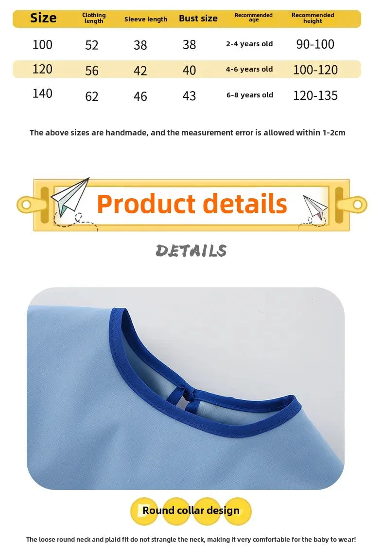 Waterproof Baby Bibs for Eating And Drawing Anti-Dirty Children Cover up Summer Nursery Baby Food Tray Toddler Feeding Apron