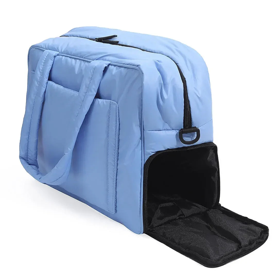 Duffel Weekender Bag Large Capacity Women Multifunction Leisure Travel Puffer Tote Gym Bag Carry on Bag with A Shoe Compartment
