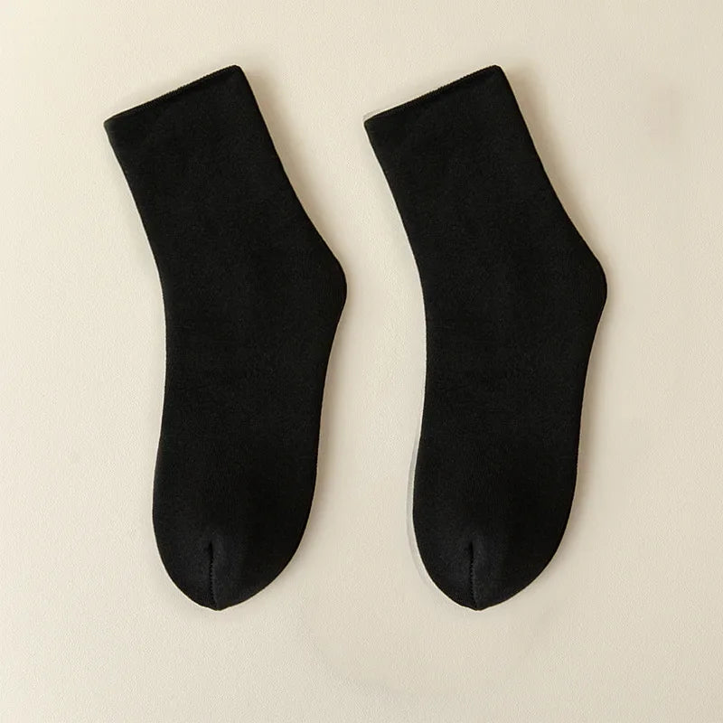 2 Pairs Men Winter Socks Warm Thicken Thermal Snow Boots Solid Color Floor Socks Soft Outdoor Anti-Cold Cashmere Socks
