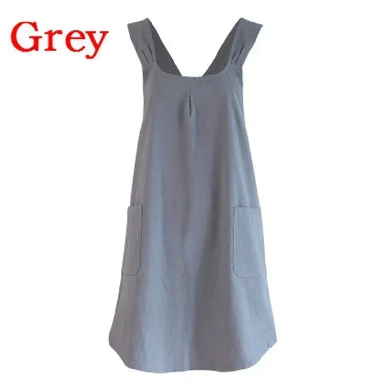 2026 Cotton Linen Kitchen Apron Vintage Simple Household Cooking Apron Cafe Florist Waist Apron Dress Home Cooking Accessories
