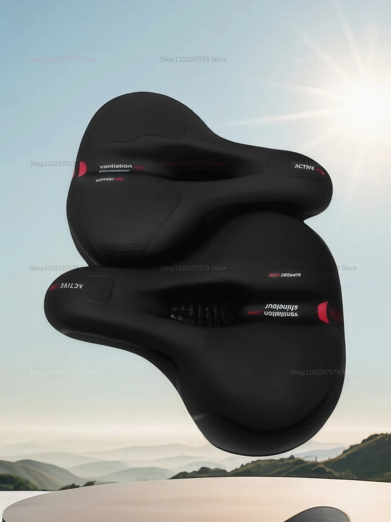 Men's Comfortable Breathable Bicycle Saddle MTB Road Bike Crash Absorbing Wide Seat Cushion Light and Comfortable Safety