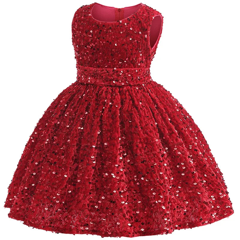Luxury Dresses For Children Christmas Dress Sparkling Sequin Sleeveless Dress For Toddler Girls Formal Prom Party Pageant Gown