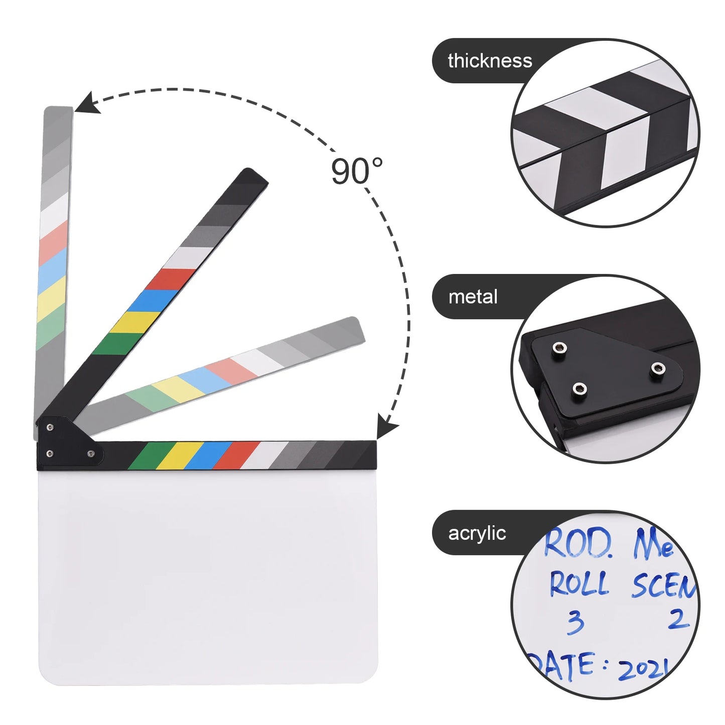 30 * 24cm/ 12 * 9in Acrylic Film Clapboard Movie Directors Clapper Board Slate Cut Action Scene Blank Clap Board Dry Erase Board