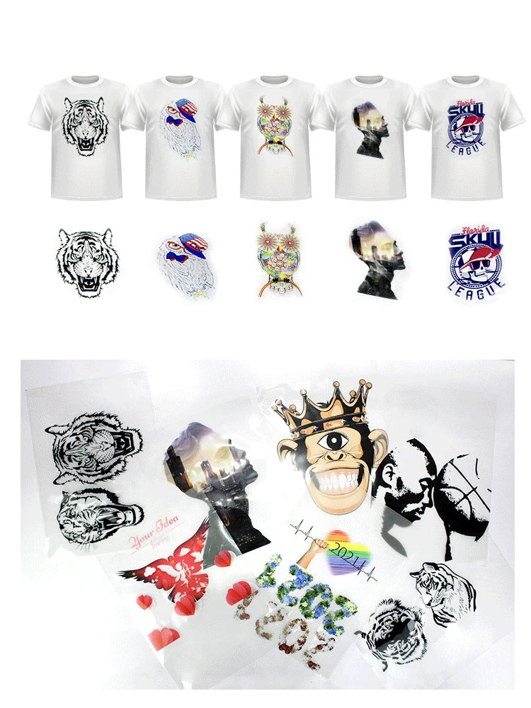 A4 30 Pcs DTF Transfer Film PET Heat Transfer Paper Matte Double-Side Clear Pretreat Sheets for DIY Direct on T-Shirts Bags