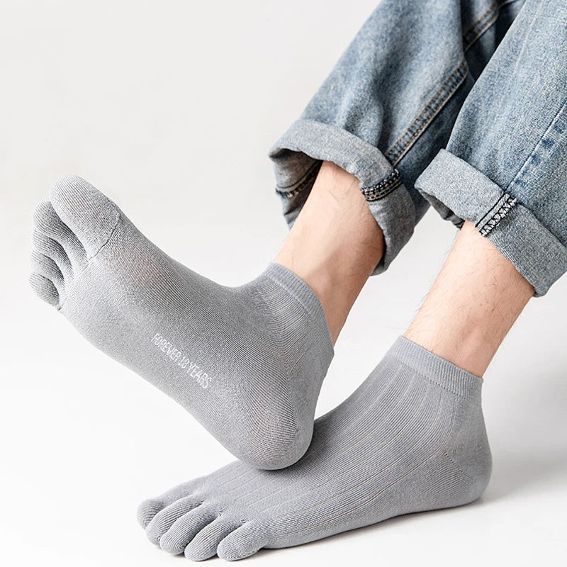 5 Pairs Toe Socks Men Short Breathable Mesh Cotton Casual Thin High Quality Five Finger Socks Low Cut Sports Running Ankle Socks