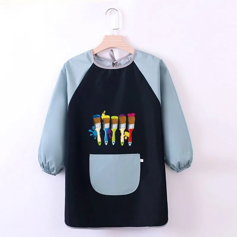 Kids Painting Apron Waterproof Art Smocks Child Girl Smocks for Painting Arts Aprons with Long Sleeve Uniform Xmas Birthday Gift