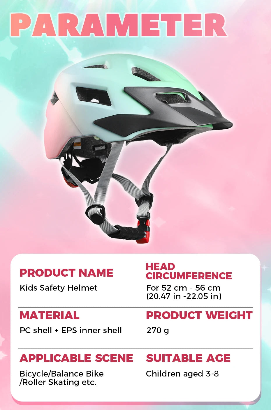 FUNWICT Children Bicycle Helmet Elbow Pads Protective Gear Sports Lightweight Safety Cap Bike Skateboard Roller Skating durable