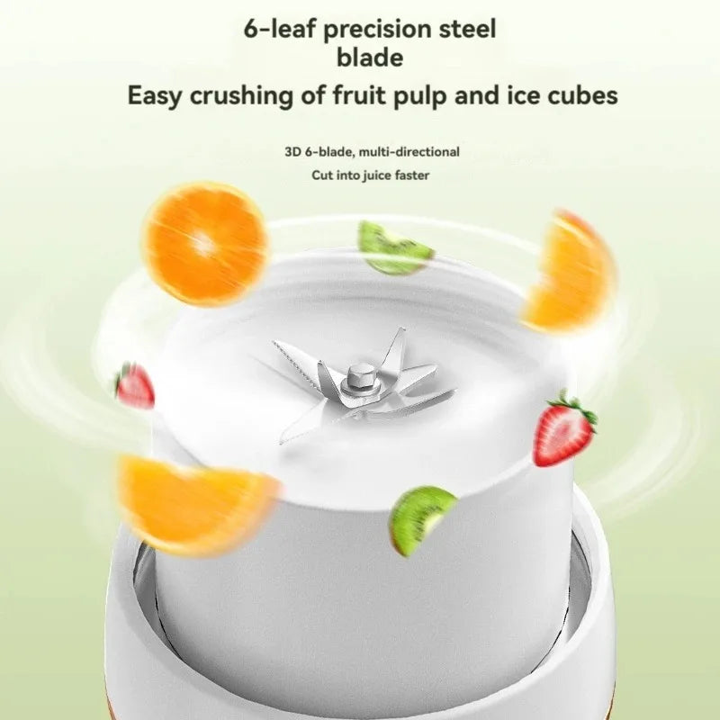 Electric Fruit Juicer Portable Wireless Blender Juice Mixer Mini Juice Cup With Straw Electric Juicer With 6-Blade USB Charging
