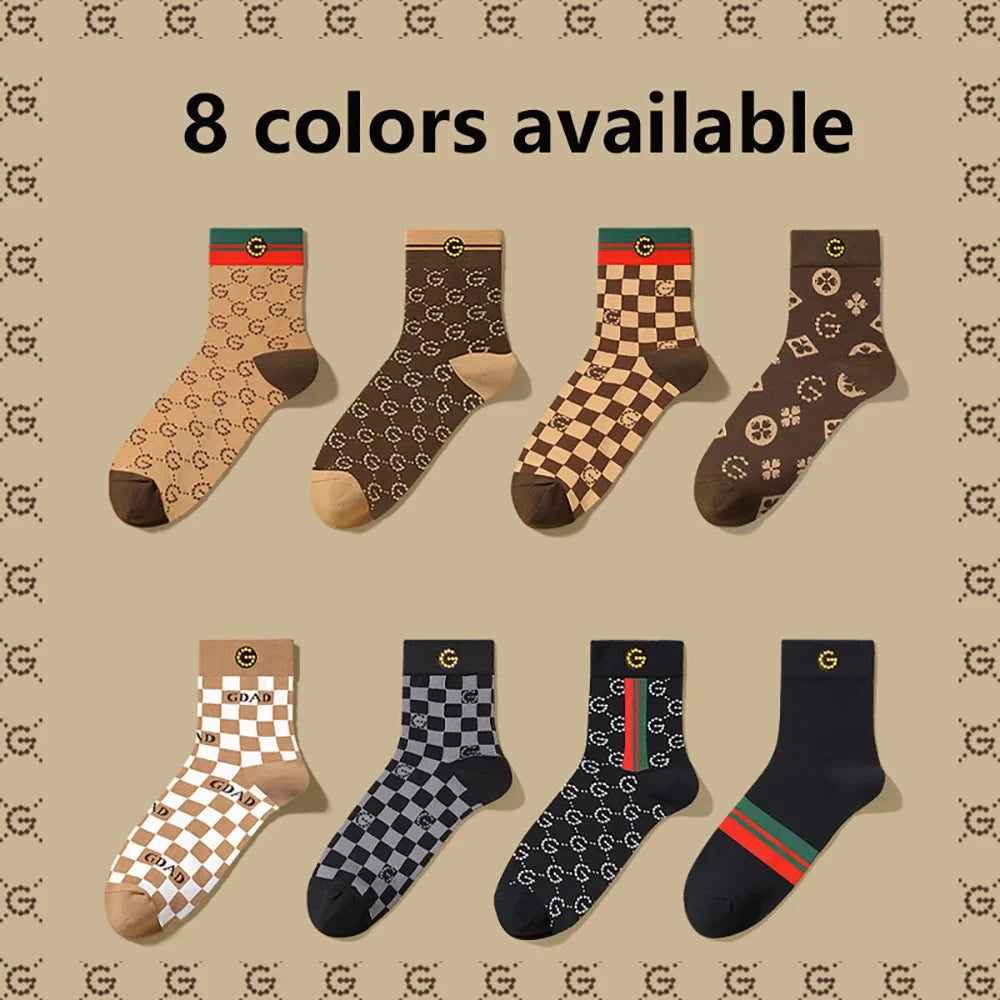 Authentic Mid-Cylinder Pure Cotton Socks Cotton Classic Striped Tide Brand All-in-One Deodorant Sports Breathable Premium Gift