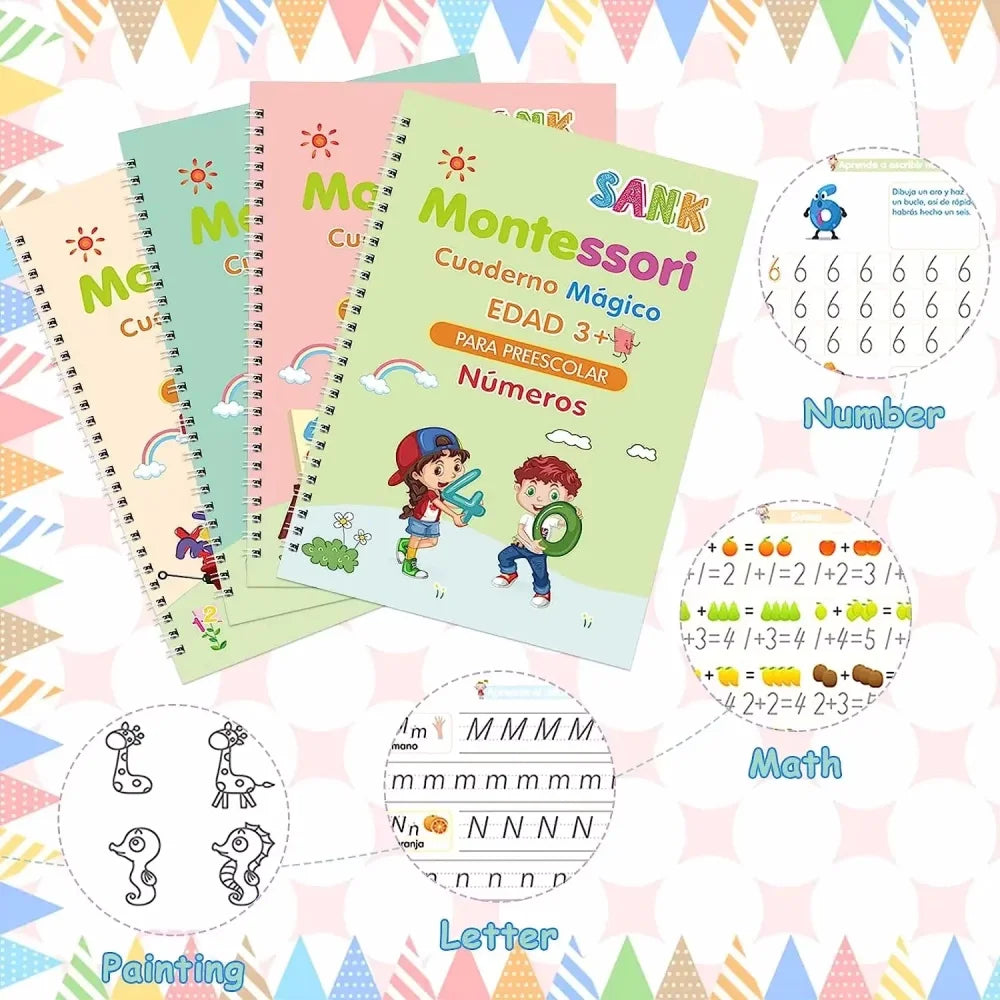 Magical Tracing Workbook Educational Montessori Books for Children Pen Control Training Reusable Calligraphy Copybook for Kids