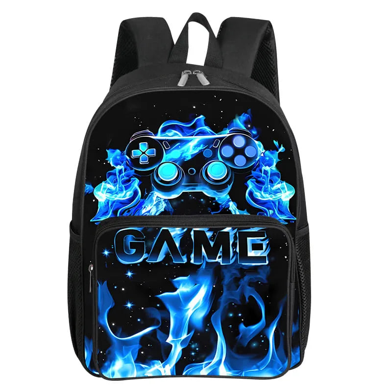GamePad Pattern Square Front Pocket Backpack for Boy and Girls Best Gifts 3D Cartoon SchoolBags for Children