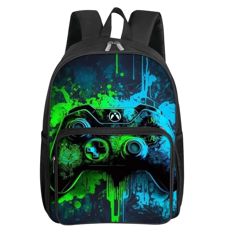 GamePad Pattern Square Front Pocket Backpack for Boy and Girls Best Gifts 3D Cartoon SchoolBags for Children