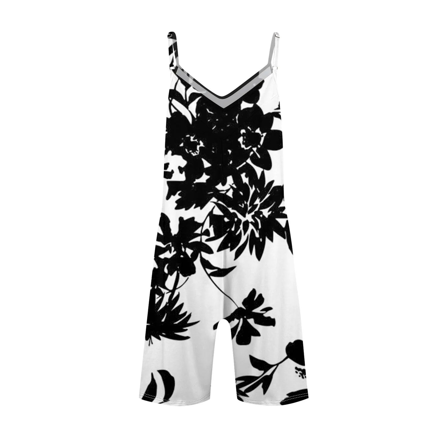 Summer Beautiful Colourful Floral Printing Daily Streetwear Playsuit Fashionable Casual Sleeveless Jumpsuit Shorts With Pockets