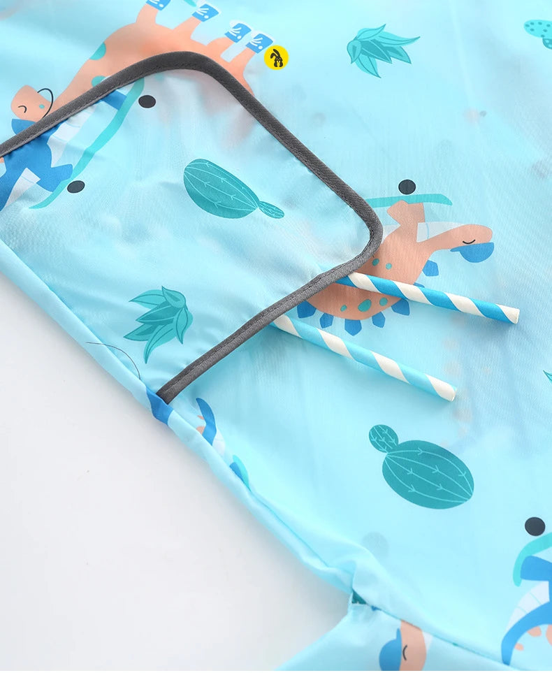 Children's Painting Apron Kids Long Sleeve Waterproof Apron Art Craft Painting Cook Feeding Cartoon Smock for Painting Cooking