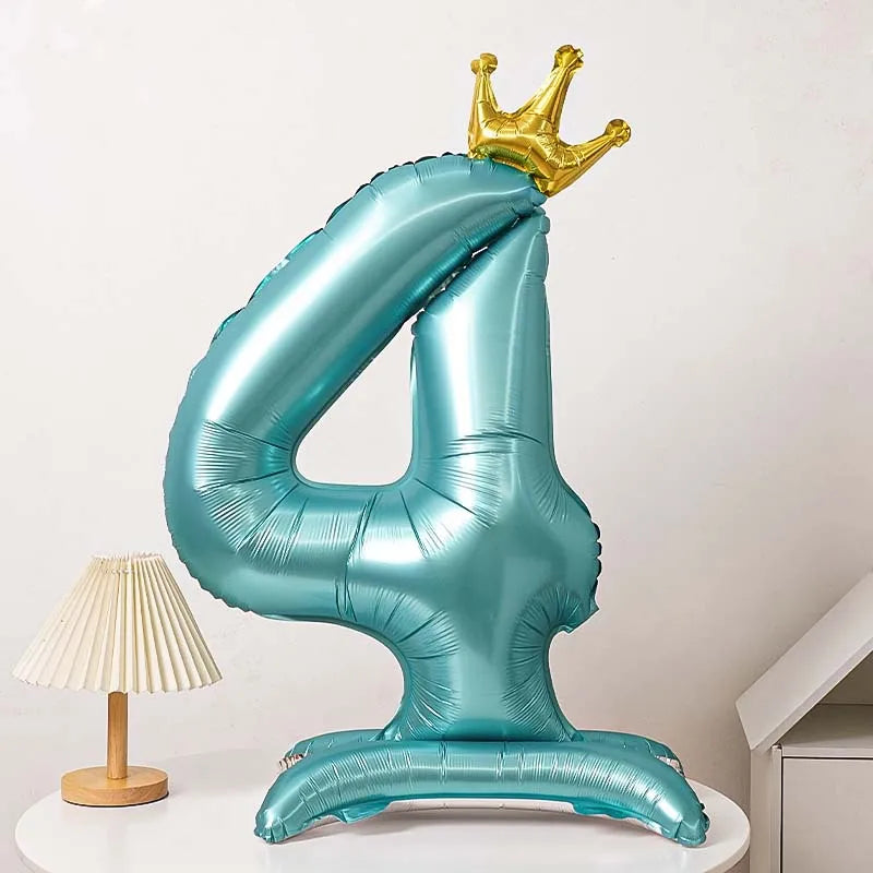 40 Inch Birthday Number Ballons New Girls Princess 10 TH Birthday Blue Crown Balloons Wedding Party Ballons Jumbo Number Balloon