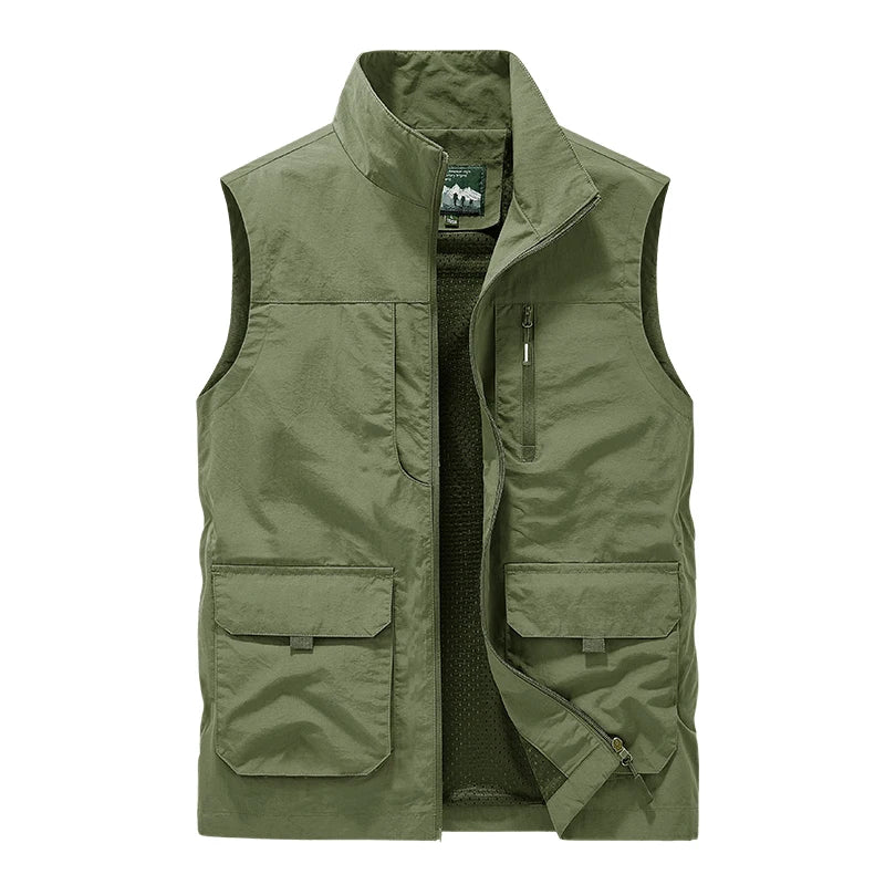 Outdoor Autumn Waistcoat Men Thin Waistcoat Spring Autumn Leisure Multi-pocket Waistcoat Sleeveless Coat Casual Daily Coat