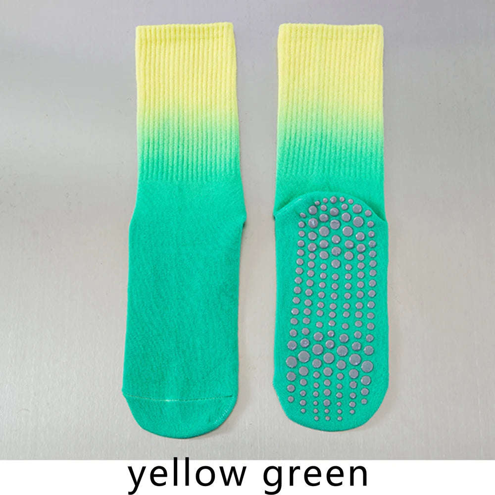 Colourful Women Sports Socks Cotton Mid-tube Bottom Professional Non-slip Silicone Indoor Fitness Socks Dance Pilates Yoga Socks
