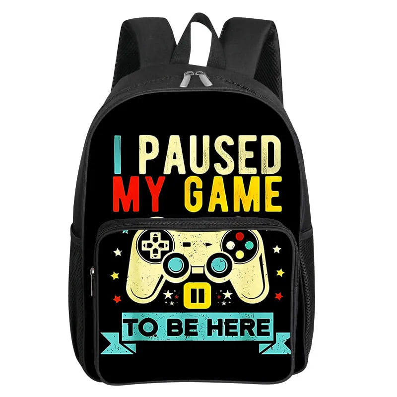 GamePad Pattern Square Front Pocket Backpack for Boy and Girls Best Gifts 3D Cartoon SchoolBags for Children