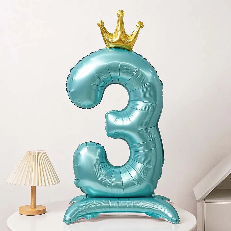 40 Inch Birthday Number Ballons New Girls Princess 10 TH Birthday Blue Crown Balloons Wedding Party Ballons Jumbo Number Balloon
