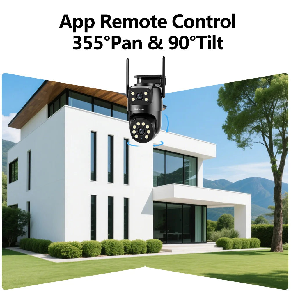 SZSINOCAM Wifi Camera with Dual Lens Dual Screens AI Human Detection Wireless Outdoor CCTV Security IP Camera