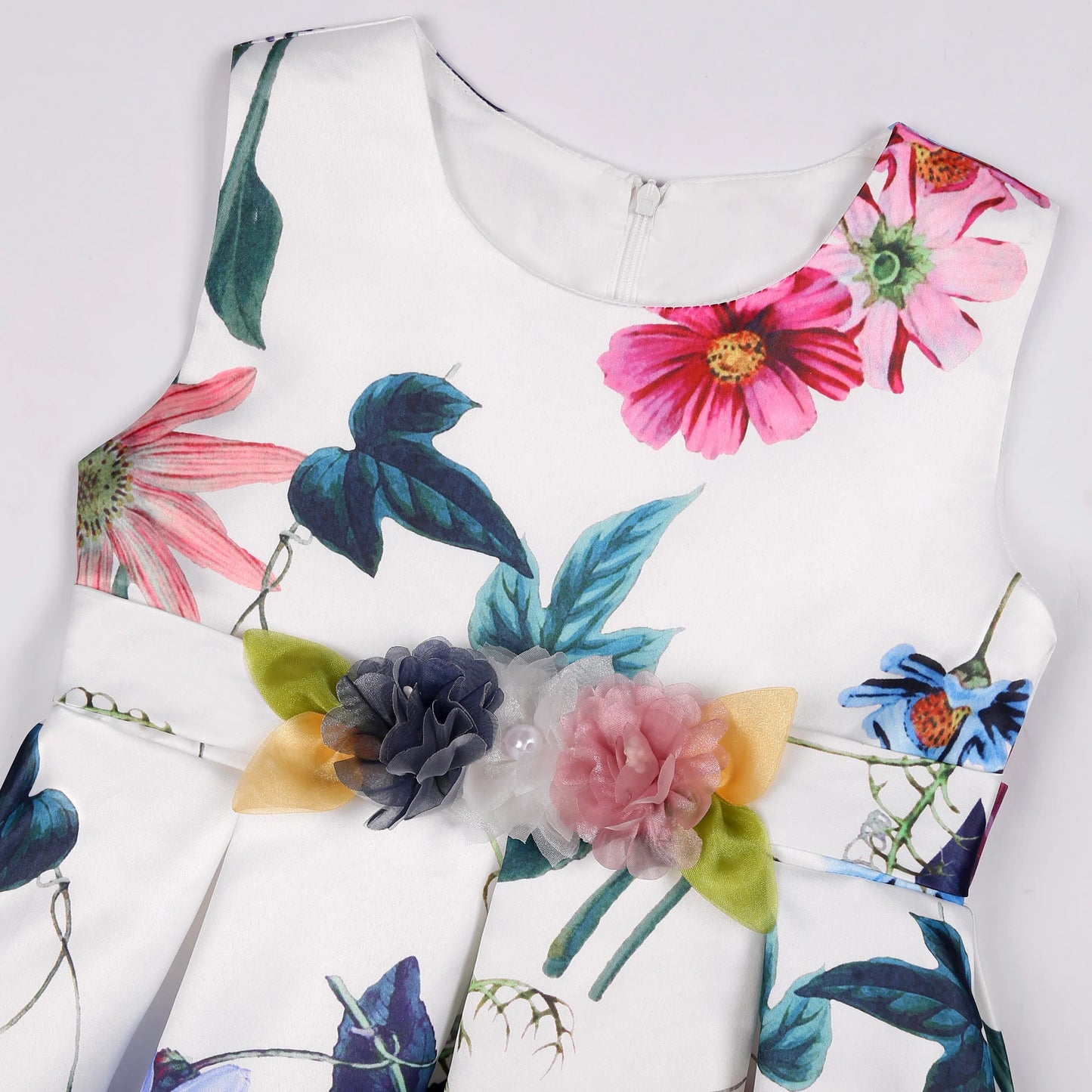 2025European and American children's new flower vintage print princess dress girl holiday party dress dress